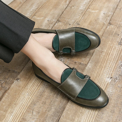 2023 Exquisite Elegant Mens Formal Shoes Large Size 48 Loafers Men's Double Buckle Monk Shoes Comfortable Simple Leather Shoes