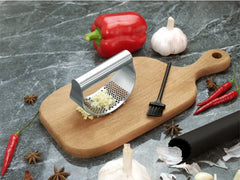 Multi-function Manual Garlic Press Curved Garlic Grinding Slicer Chopper Stainless