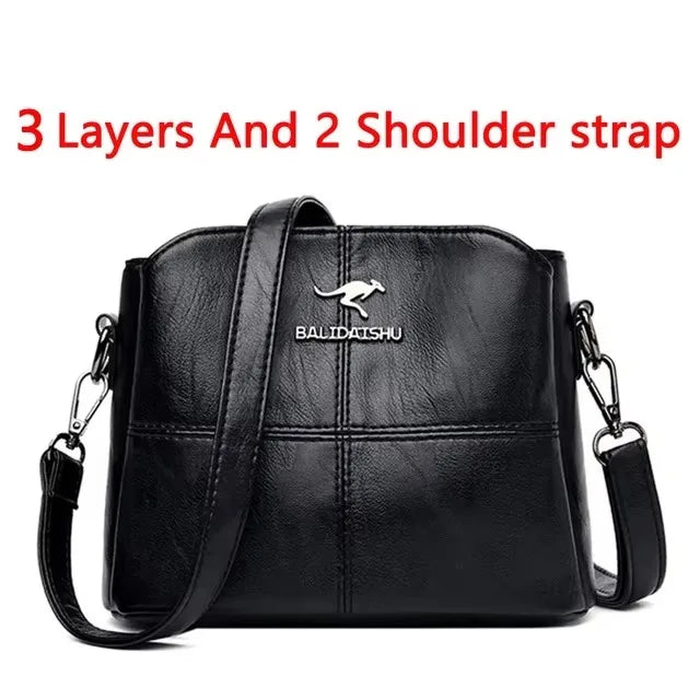 Brand Leather 3 Layers Alligator Crossbody Bag for Women Female Shoulder