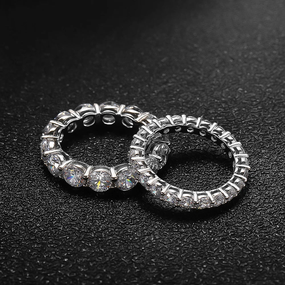 ALITREE 5mm 7ct D Color Moissanite Ring 925 Sliver Wedding Band Eternity Band Engagement Rings For Women