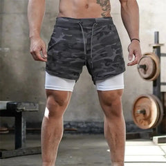 Men Running Shorts 2In1 Double-deck Sport Shorts Sportswear Fitness Short