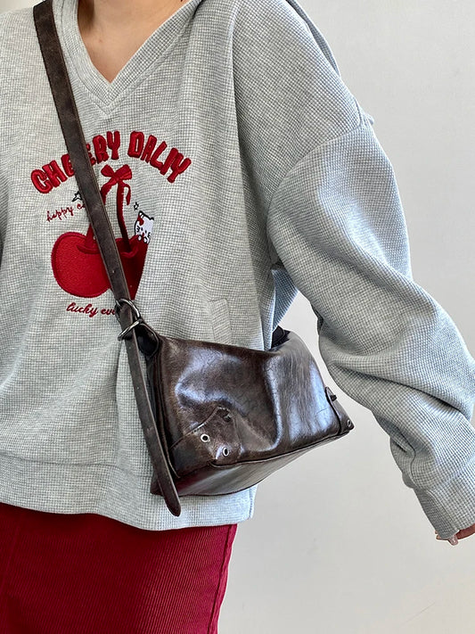 Pu Leather Retro Women's Underarm Bag Cool Y2k Girls Vintage Small Shoulder Bags