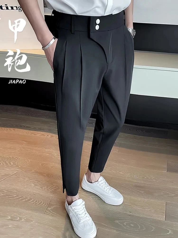 Elegant Casual Blazer Pants Men Korean Fashion Slim Formal Trousers Male Black Dress Pants Classic Suit Pants