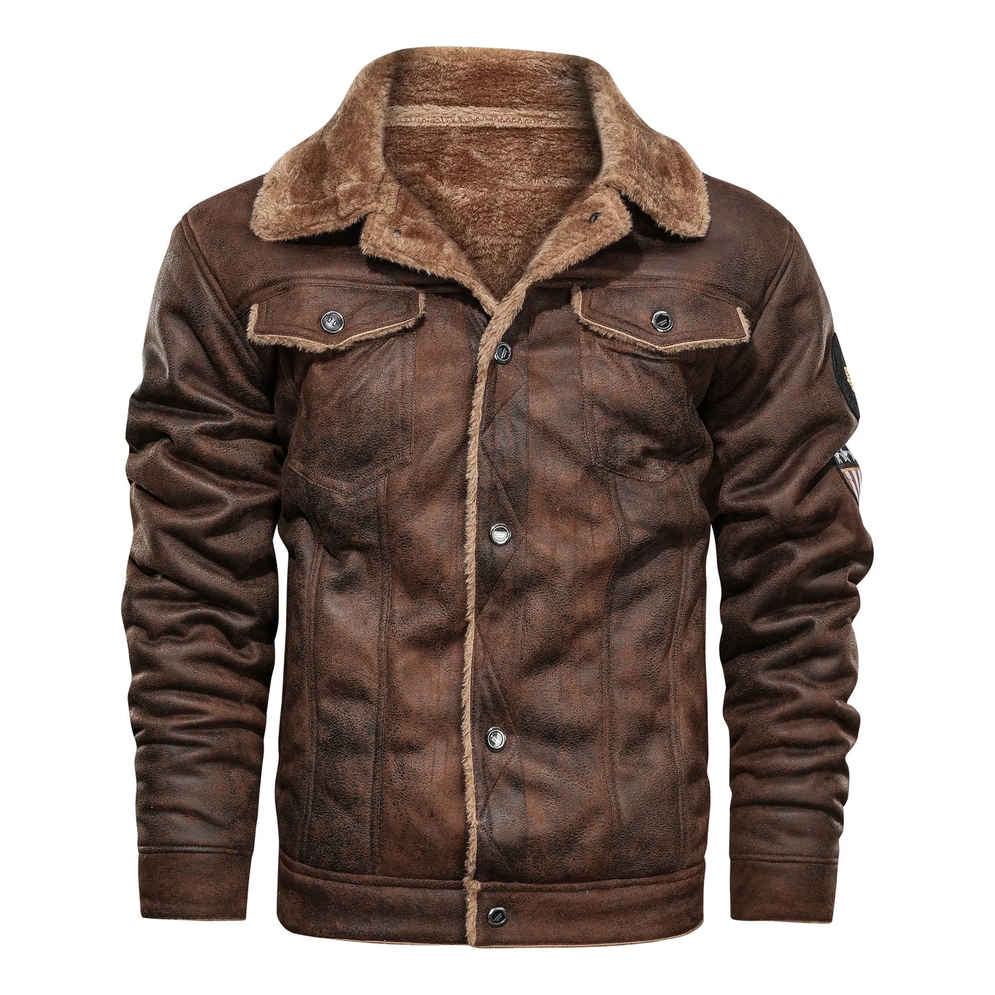 Autumn Winter Coat Men Jacket Vintage Solid Turn-Down Collar Outdoor Training