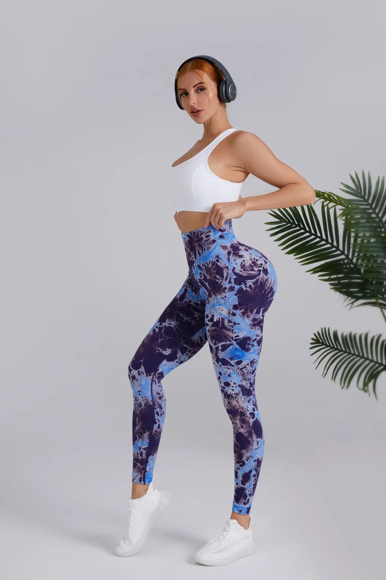 Seamless Peach Yoga Pants Women's Dual Color Tie Dye Tie Float High Waist Sports
