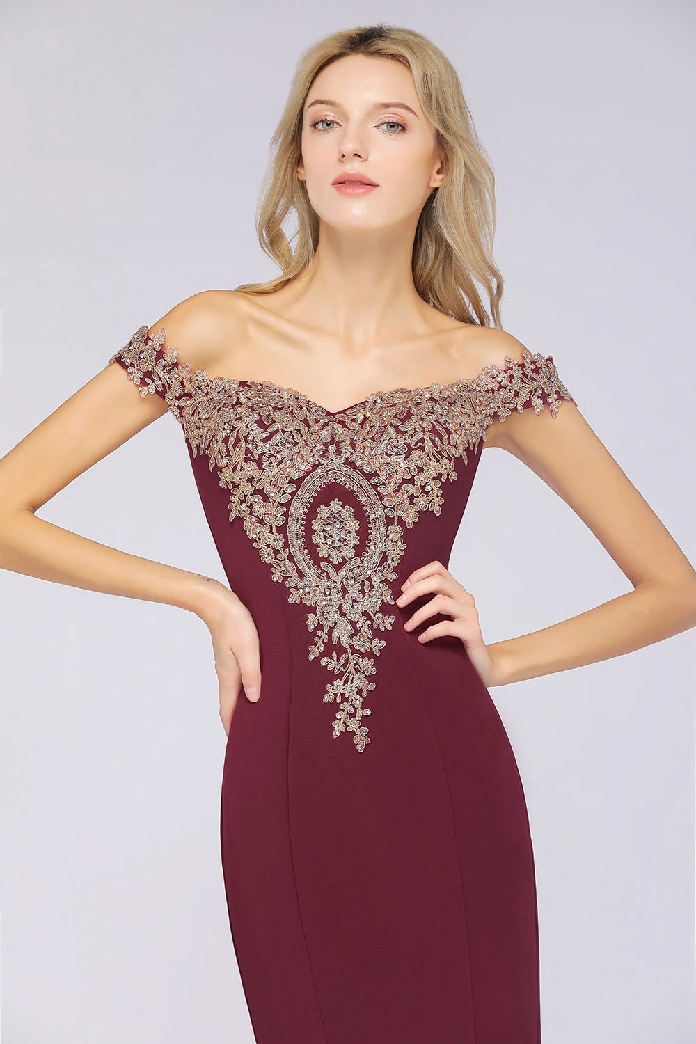 Homecoming Dresses: Evening Dresses Burgundy Long Lace Open Back Party Prom Gowns