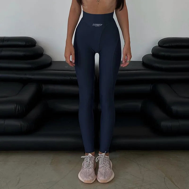 Fitness Women Letter Printed Slim Leggings High Waist Tight-fitting Legging Pants