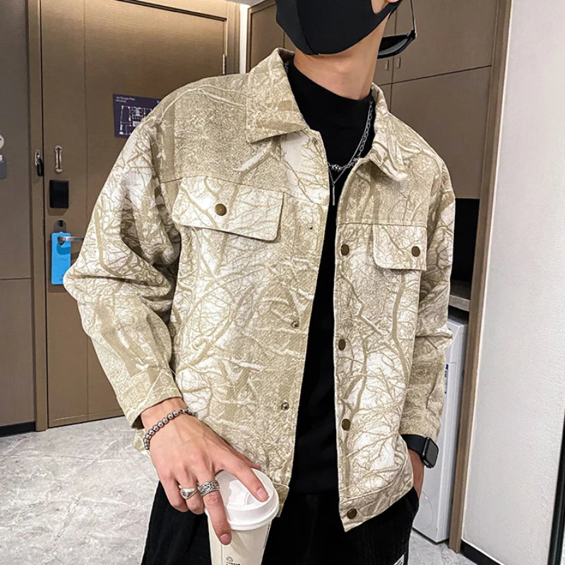 Autumn Denim Jacket Men Casua Social Streetwear Outwear Fashion Loose Streetwear Social Coat