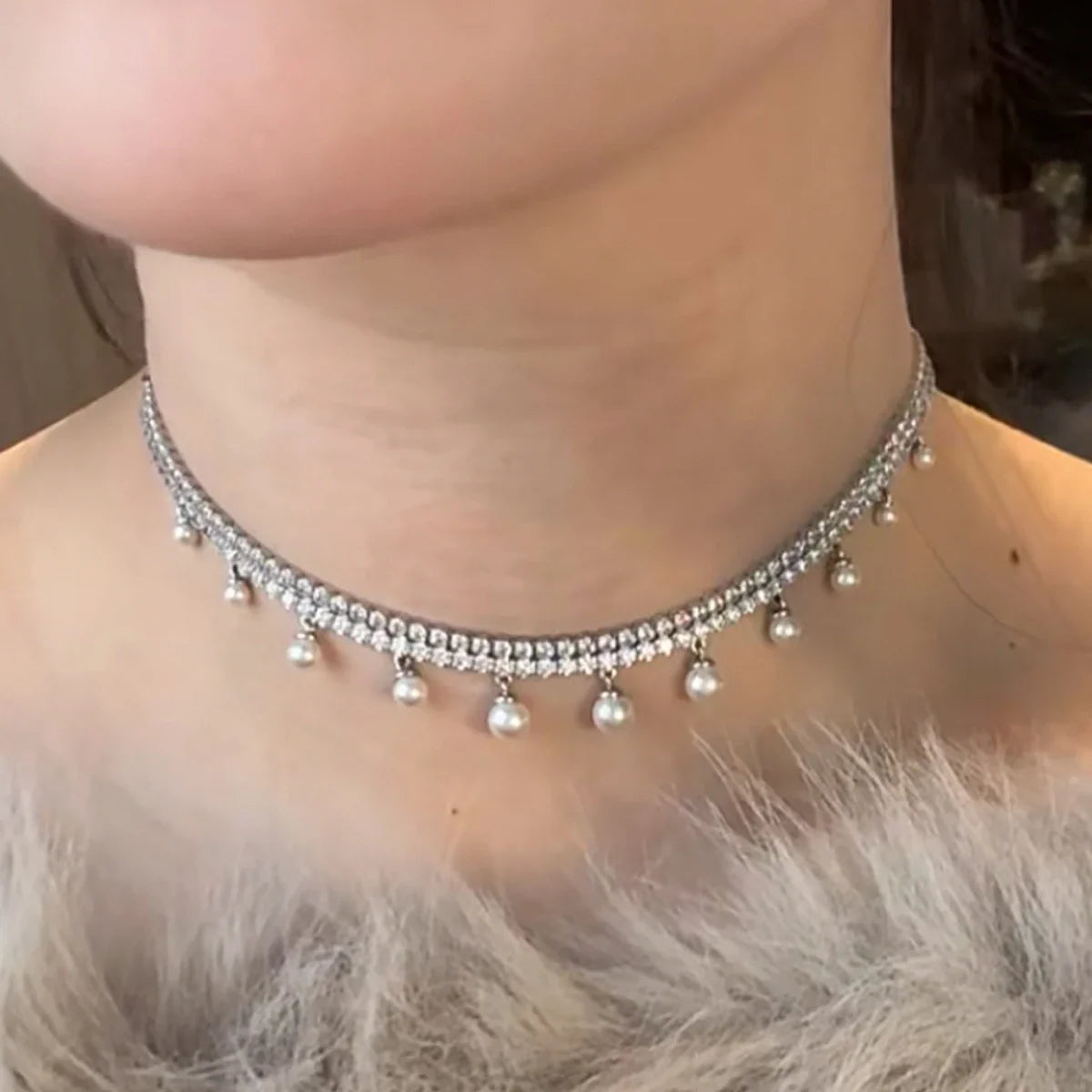 2025 New Trend Fine Wedding Jewelry Set Charm Silver Heart shaped Crystal Luxury Pearl Necklace Earrings Romantic Gift for Women