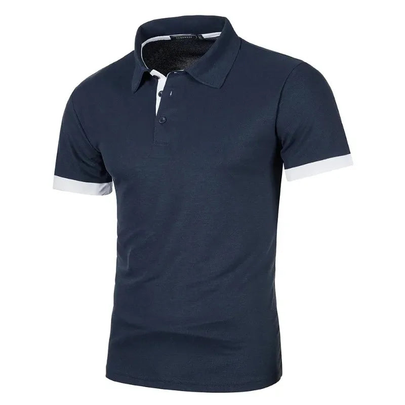 Summer Mens Short Sleeve Polo Shirts Lightweight Lapel Streetwear Breathable Tshirts for Men Basic Business Solid Color Top