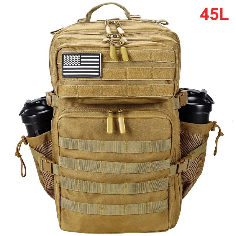 45L Tactical Backpack Men Outdoor Waterproof Sports Travel Gym Hiking Bug Out Bag Military Camping Hunting Survival Rucksack