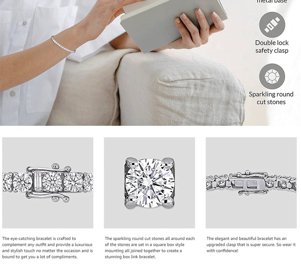 Real Moissanite Tennis Bracelet for Women Men 2.5-6.5mm Lab Diamond Bangle with Certificates 925 Sterling Silver Fine Jewelry