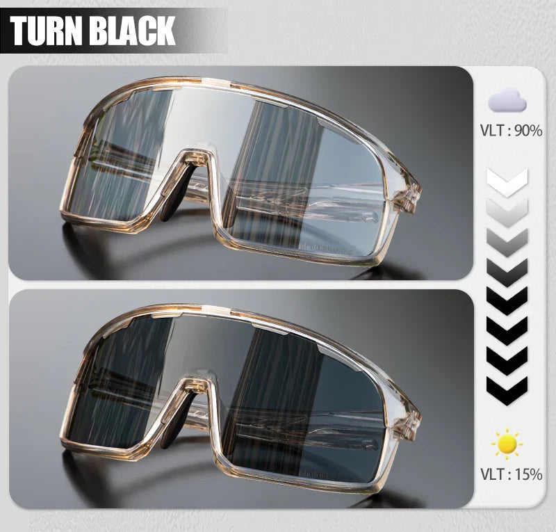 SCVCN Photochromic Cycling Sunglasses Cycling Glasses UV400 Bicycle Eyewear Sports MTB Outdoor Bike Goggles Sunglasses Eyepieces