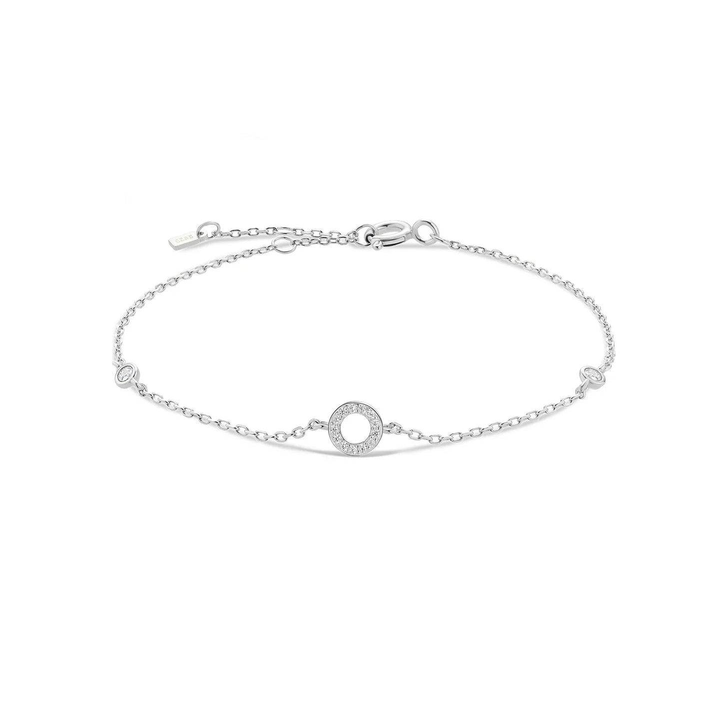 VEWANT 925 Sterling Silver Monogram Letter A - Z Initial Charm Chain Bracelet Luxury Wedding CrystalFine Jewelry