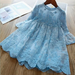 Kids Dresses For Girls Flower Lace Tulle Dress Wedding Little Girl Ceremony Party