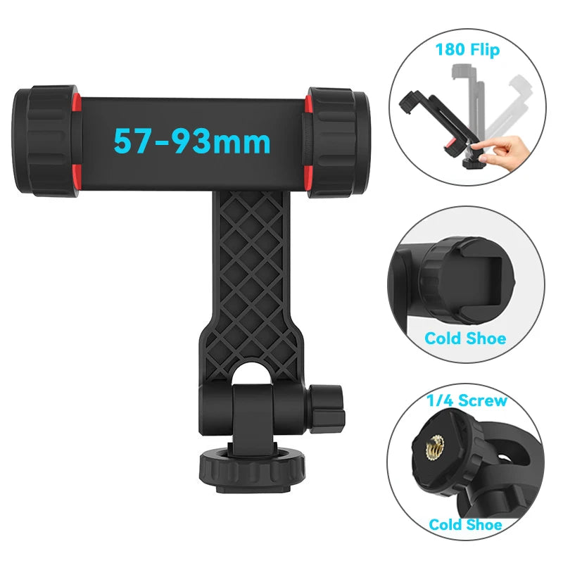 Phone Tripod Holder Mount Head 1/4" Screw Adapter Rotatable Digital Camera Bracket