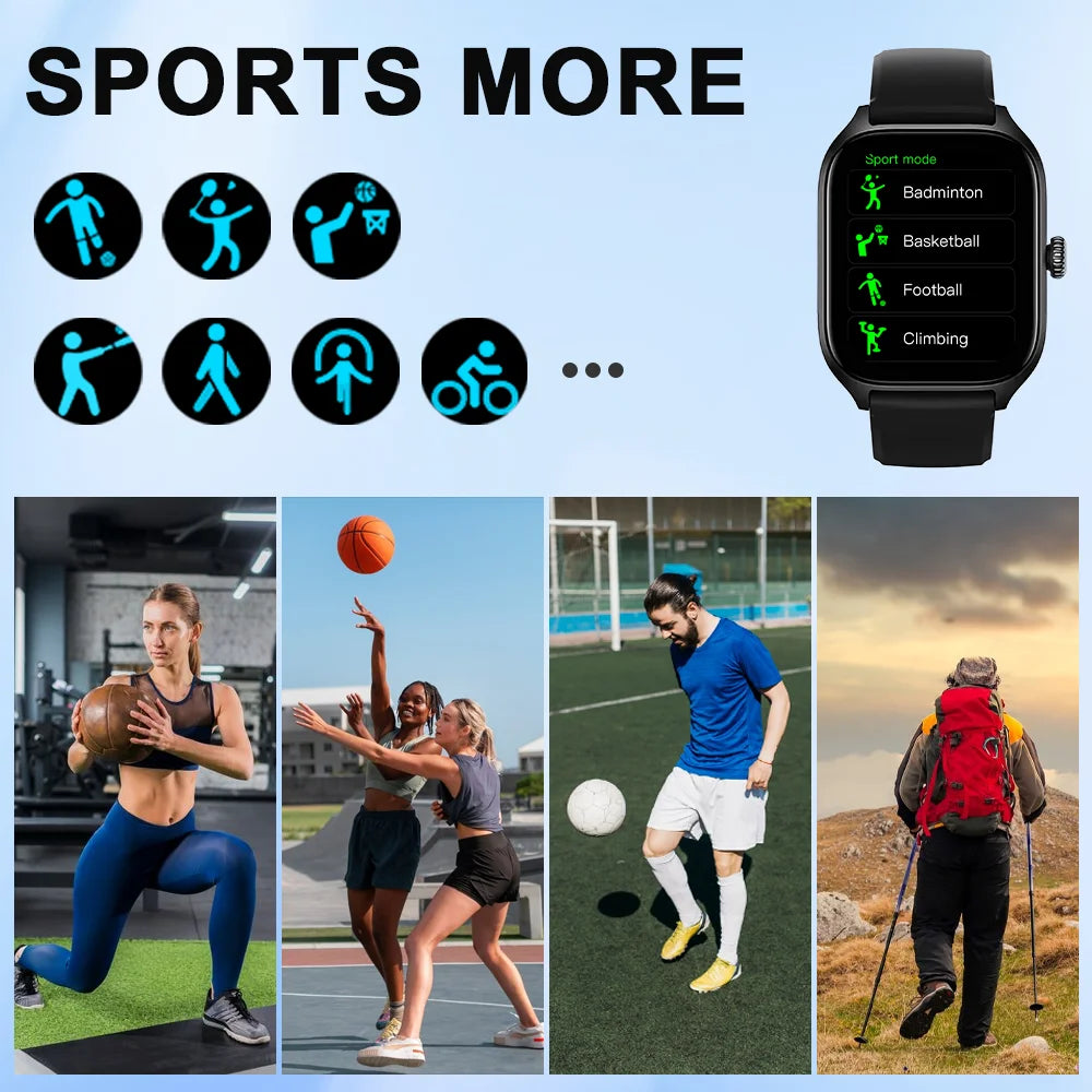 LAXASFIT New Smart Watch 2.01-inch HD Full Touchscreen Sports Fitness Watch Bluetooth Call Smartwatch Men Women Holiday Gift