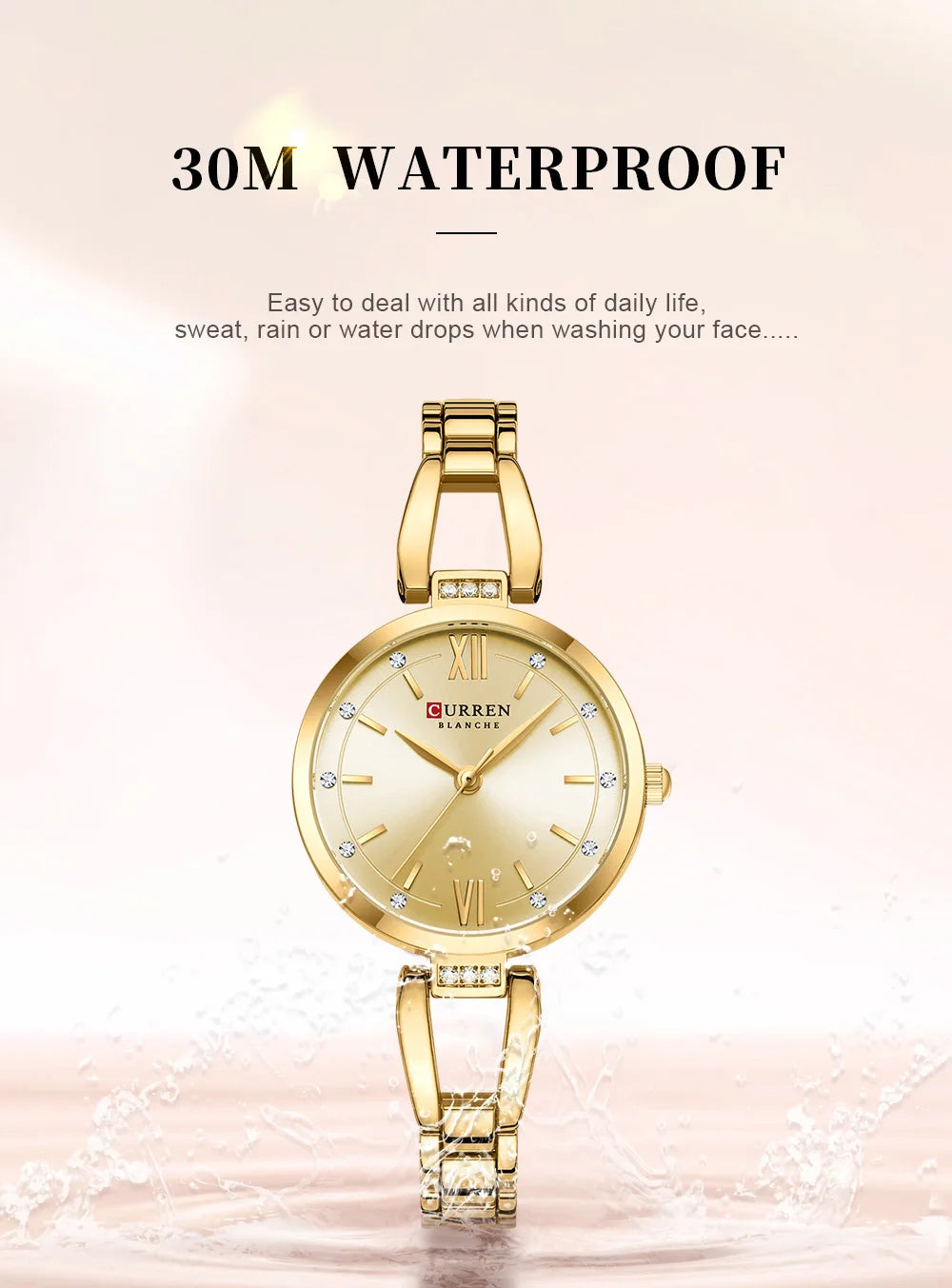 Curren 9092 Luxury 30mm Gold Watch For Woman Diamond Ladies Quartz Watch Waterproof Stainless Steel Women часы женские наручные