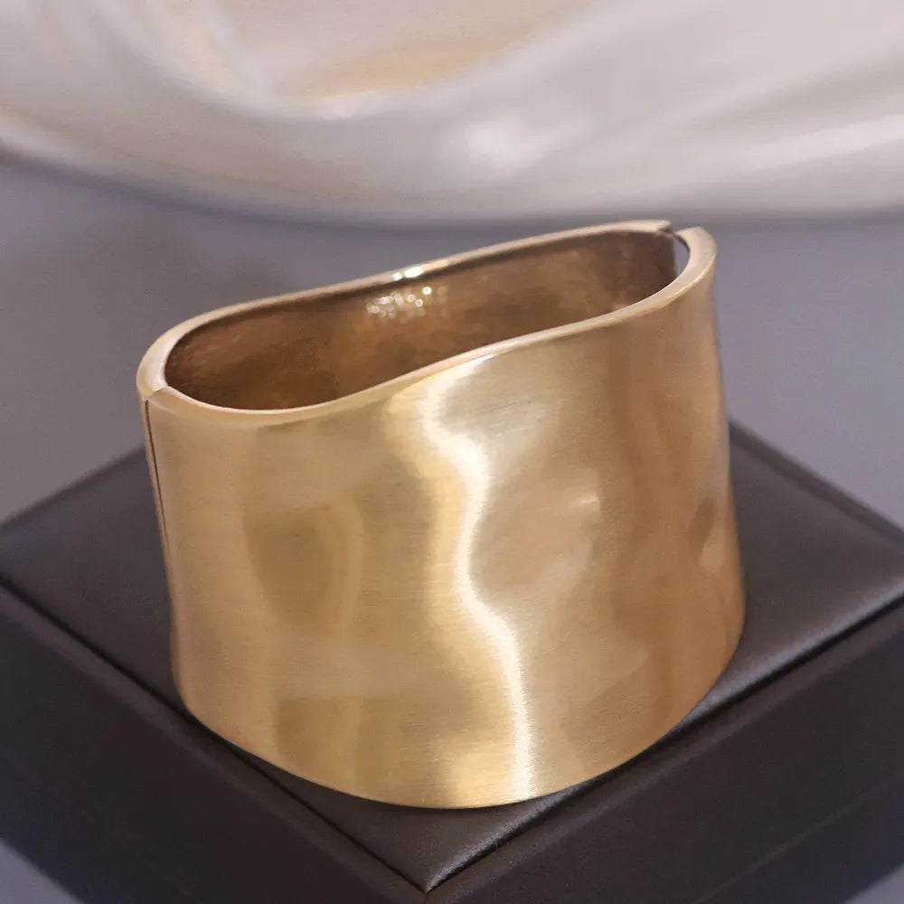 Punk Minimalist Alloy Matte Cuff Bangles For Women Statement Irregularly Wide Big Bangles Bracelet Party Fashion Jewelry Gifts