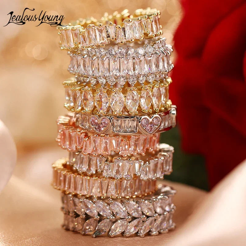 Cubic Zirconia Engagement Rings for Women Marquise Crystal Wedding Ring Party