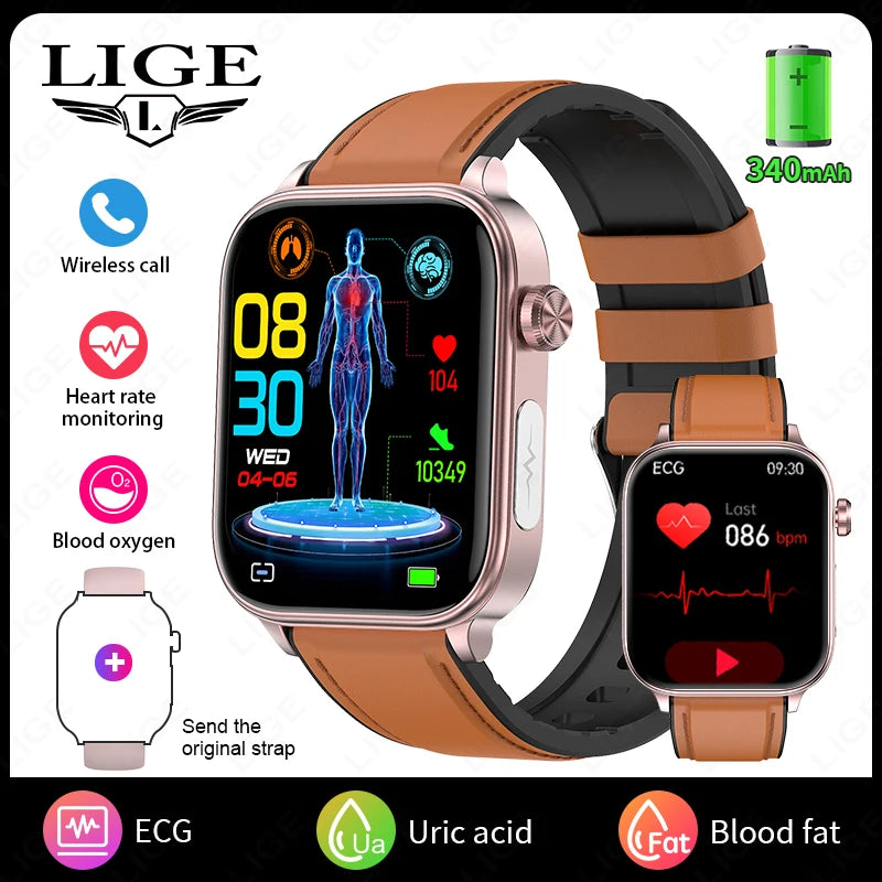 2026 New ECG+PPG Smart Watch Women Heart Rate Blood Lipid Uric Acid Women Menstrual Health Tracker Smartwatches For Android iOS