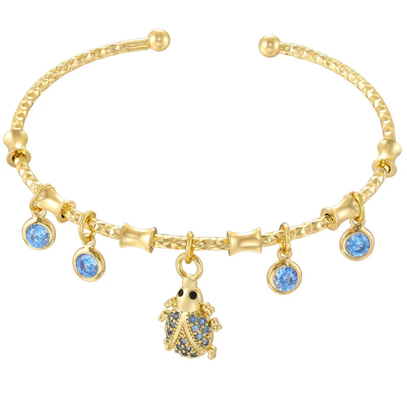 ZHUKOU candy charms bracelet for women Gold color romantic round charms bangles lady birthday gifts Man bracelet Jewelry VL338