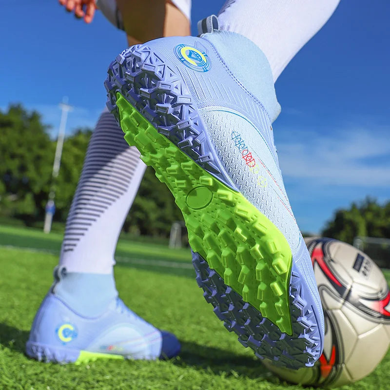 Professional Unisex Soccer Shoes Long Spikes TF Ankle Football Boots