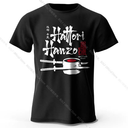 Men's Hattori Hanzo Printed T-Shirt 100% Cotton Oversized Ninja Graphic Tees for Women Summer Tops Samurai Streetwear