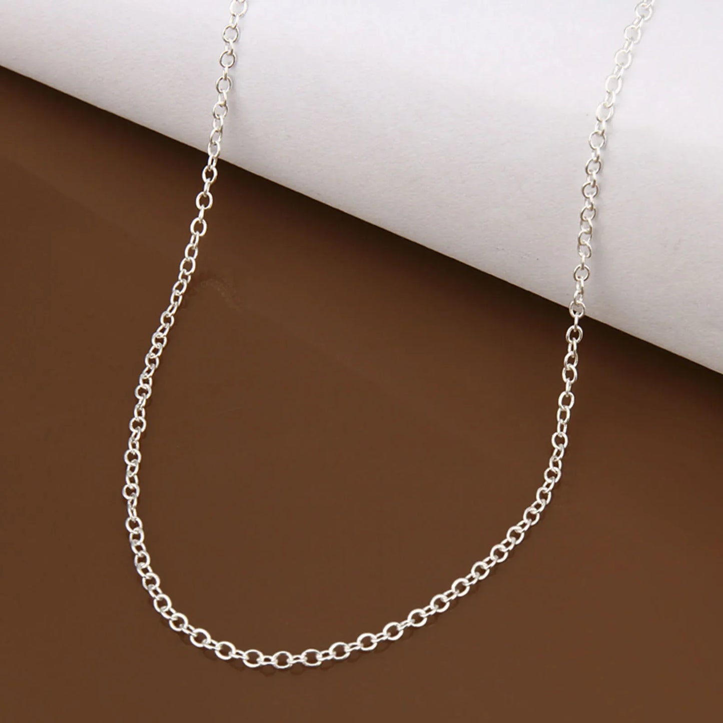 wholesale 5pcs/lot 925 Sterling Silver Chain necklace,Fashion Men/Women DIY Jewelry Rolo Chain 1mm Necklace 16 18 20 22 24"