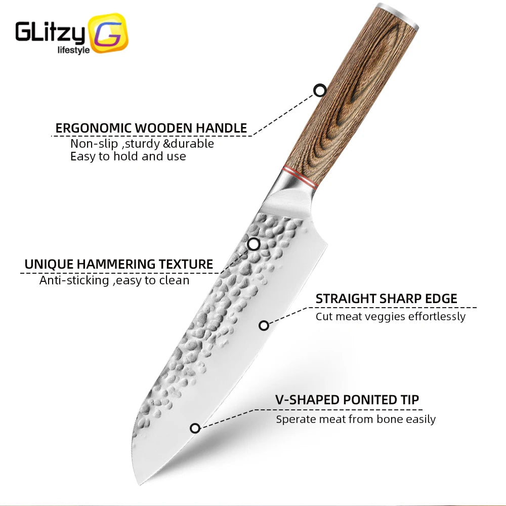 Kitchen Knife Stainless Steel Japanese Chef Knife Full Tang Forged Cleaver Butcher Knife