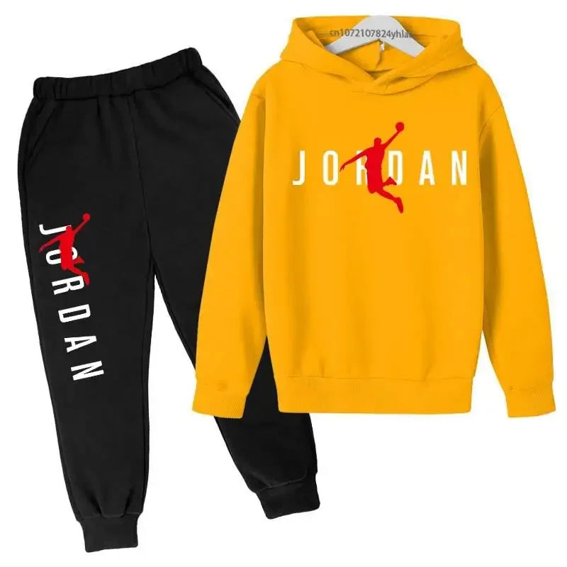 Autumn Hoodie Pants Two Piece Suit Children Spring   Boys And Girls Outdoor Sports Set Kid Casual Pullover basketball Coat