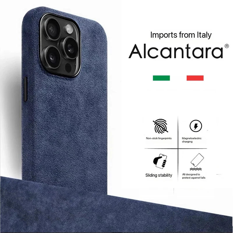 Real Alcantara Magsafe Case for iPhone 16 17 Pro Max 15 14 Luxury Magnetic Magnetic Supercar Interior Leather Magnet Phone Cape