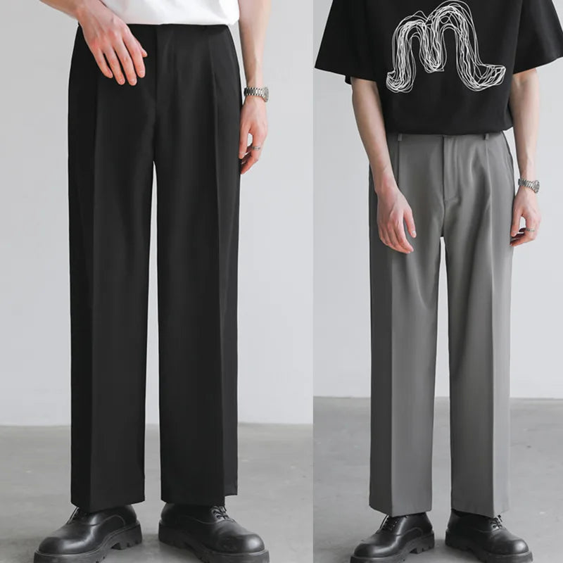 Suit Pants Men Fashion Social Mens Dress Pants Korean Loose Straight Casual Pants
