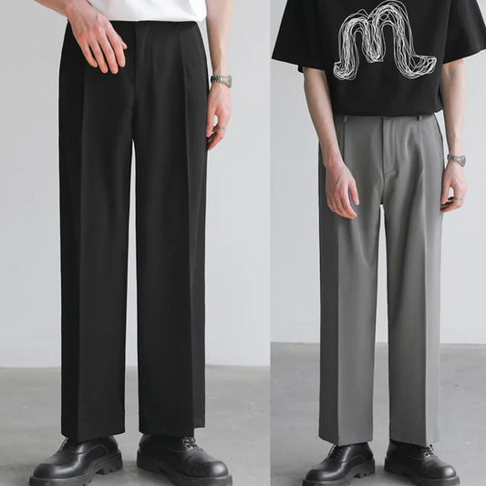 Suit Pants Men Fashion Social Mens Dress Pants Korean Loose Straight Casual Pants