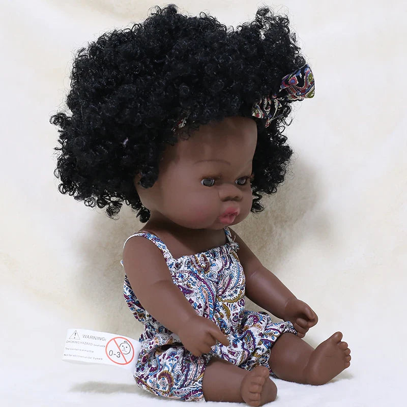 14inch Full Body Vinyl Bebe Reborn Dolls Soft Lifelike Baby Toys American Reborn Black Baby Doll Vinyl Baby Doll Toys Girls Boys