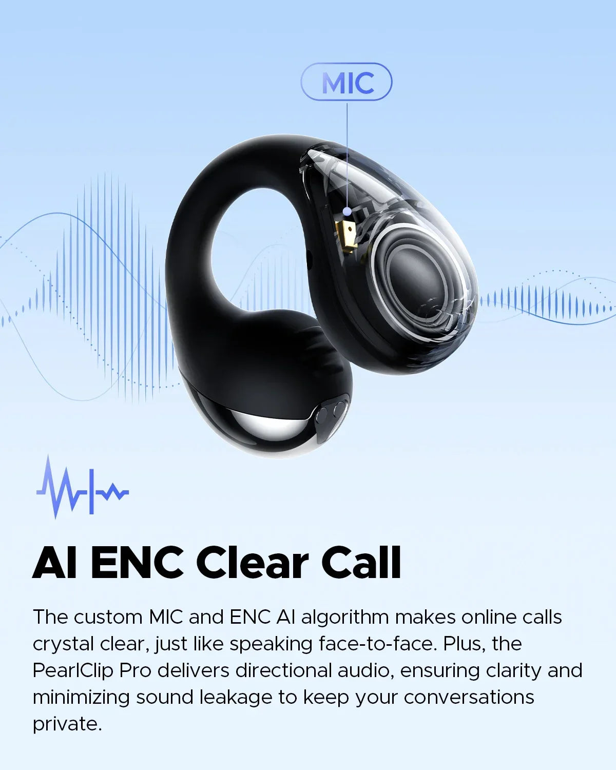 2026 Wireless Headset Bluetooth 5.4 Earplug Earphone PearlClip Pro Supports AI ENC clear Call Multipoint Connection And IPX5.
