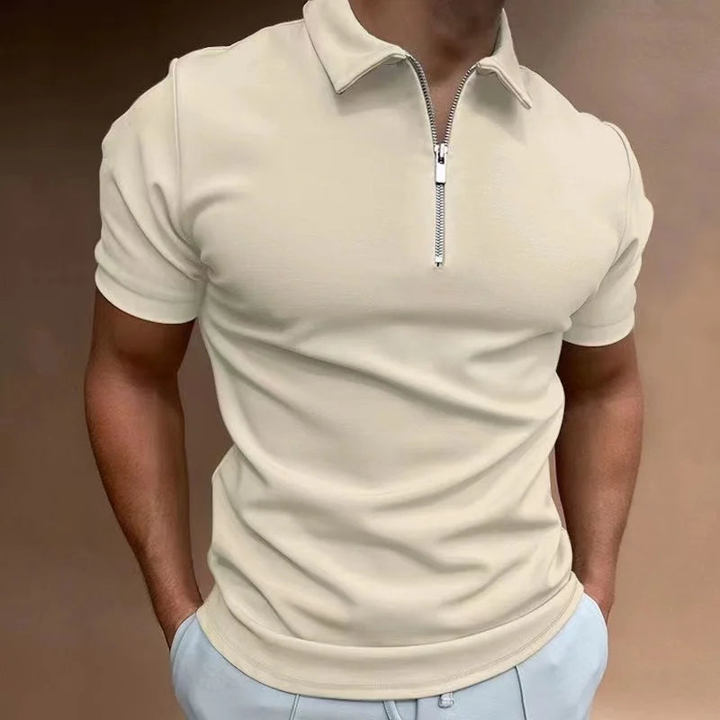 Business Men's Golf Polo Zipper Collar Short Sleeve Polo Shirt Outdoor Casual Daily Street Wear Summer Micro Elastic Polyester