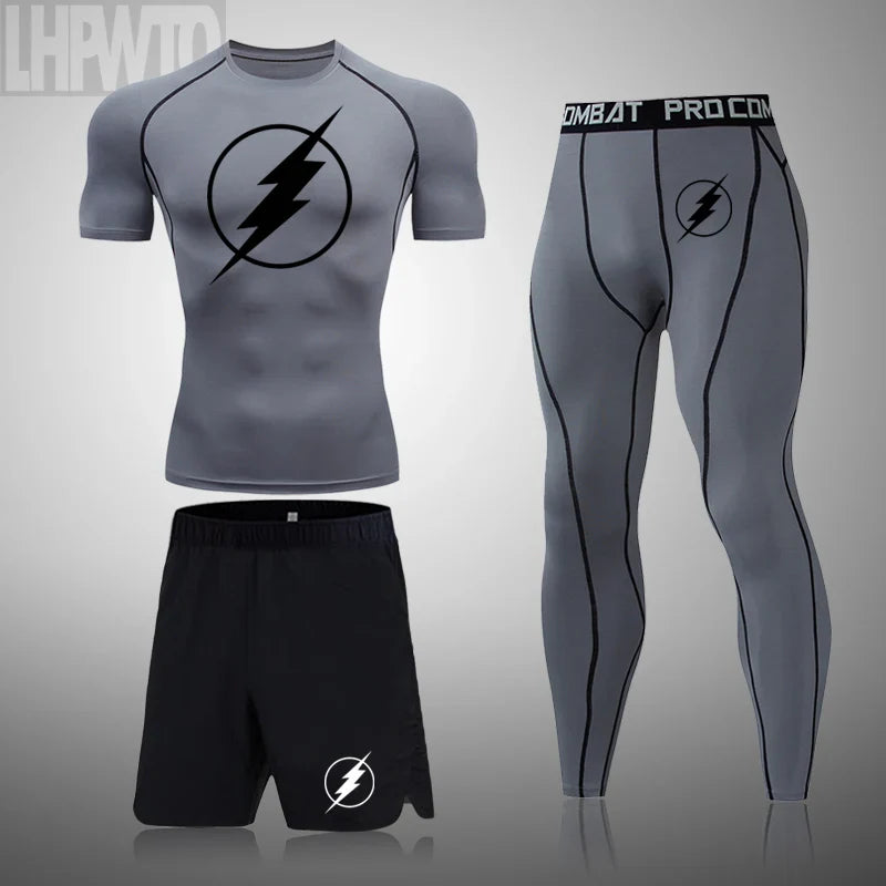 2024 Men's Running Fitness Sportswear Athletic T-Shirt Training Gym Clothes Sports Suits Workout Jogging Rashguard Men's Kit