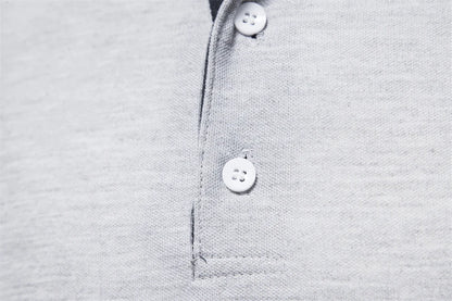 AIOPESON Deer Embroidery Men's Polo Shirts Solid Color Long Sleeve Polo Shirts for Men New Spring Social Business Polos Male