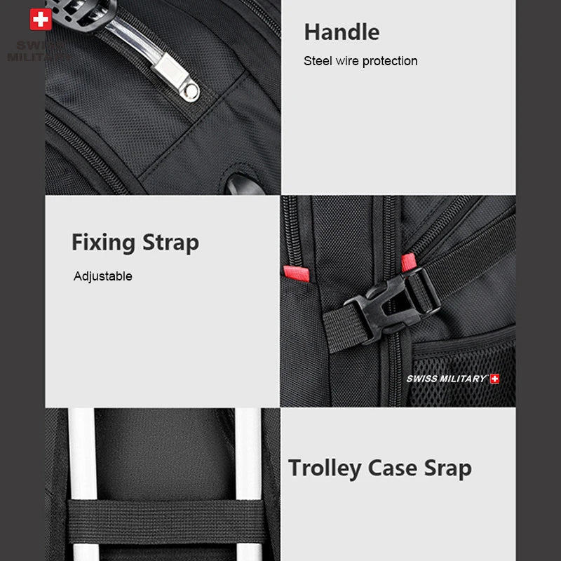 SWISS MILITARY Fashion Travel Multifunction Large Capacity Male Bag Usb Charging Waterproof 23 inch Laptop Backpack Men Mochila