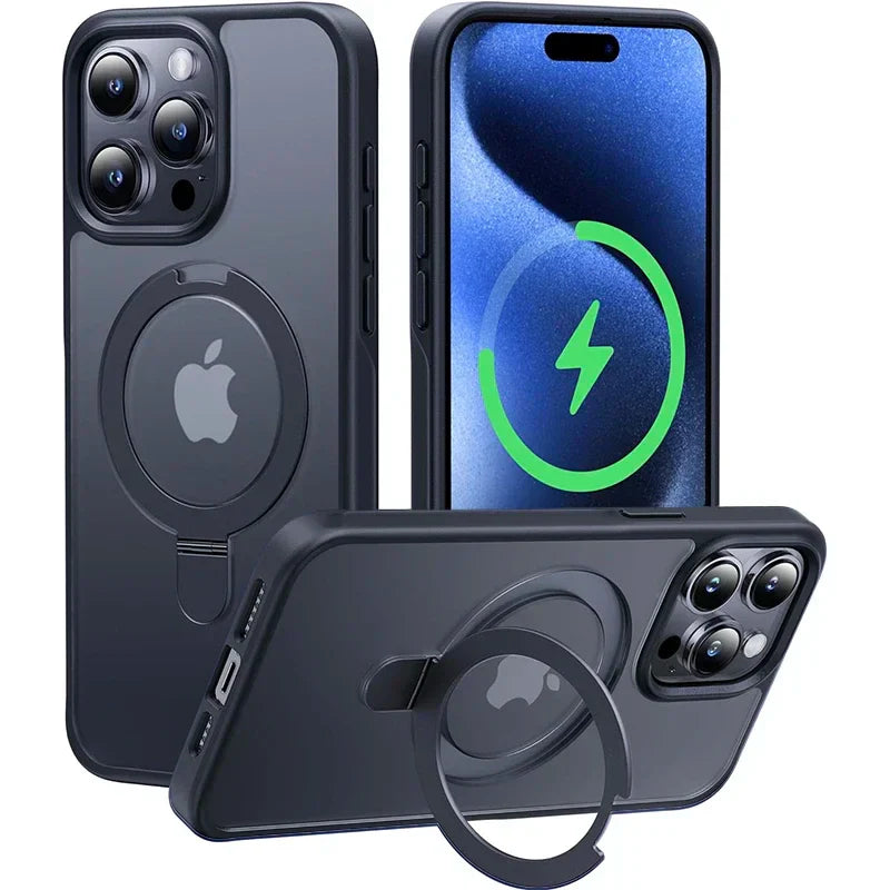Magnetic Phone Case with Ring Stand for iPhone 17 16 15 Pro Max Case 14 Plus 13 12 11 Mobile Cases Matte Slim Back Cover