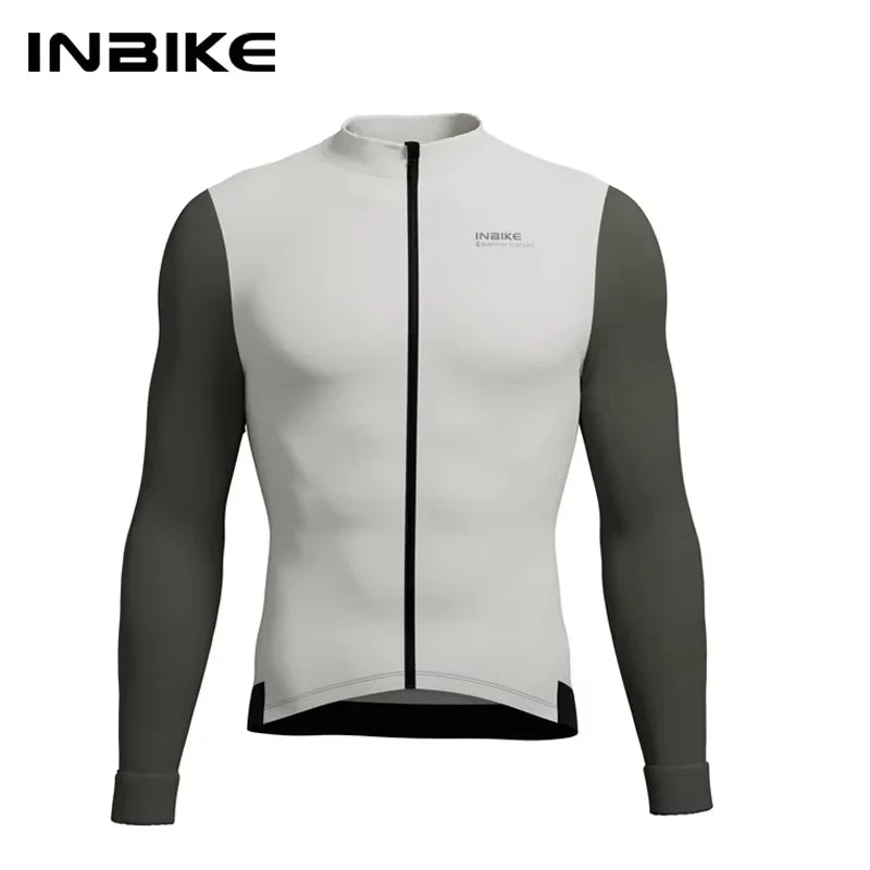 INBIKE Winter Cycling Clothing for Men Fleece Cycling Sets Long Sleeve Jersey with Pockets Long Bicycle Bib Pants for Road Bikes