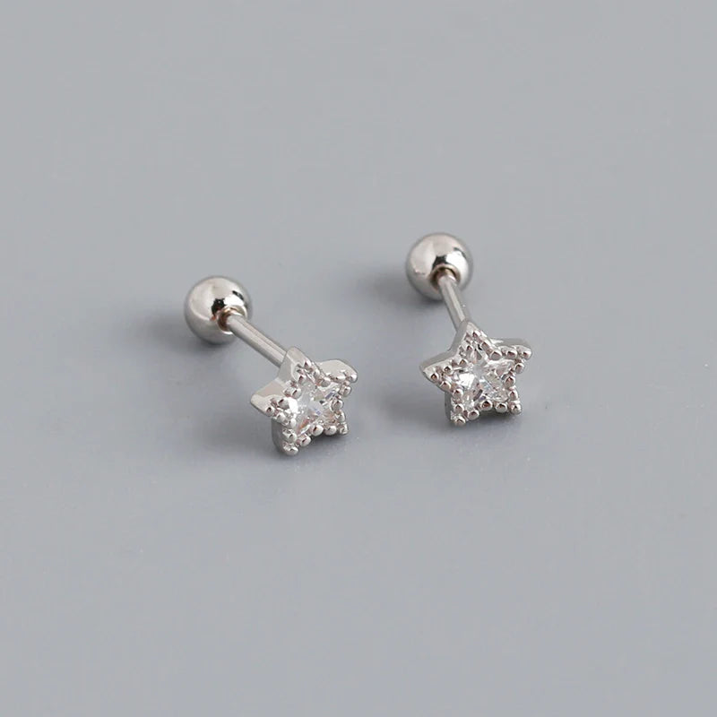 WANTME 925 Sterling Silver Fashion Korean Petal Screw Bead Stud Earrings for Women Charm Ear Bone Piercing Jewelry Accessories