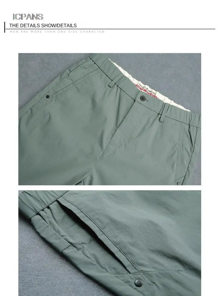 Summer Ankle Length Suit Pants Trousers For Male Ice Silk Black Khaki Korea Thin