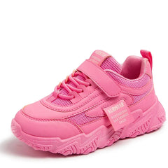 Kids Sneakers PU Girls Casual Mesh Solid Pink Light Boys White Hook & Loop