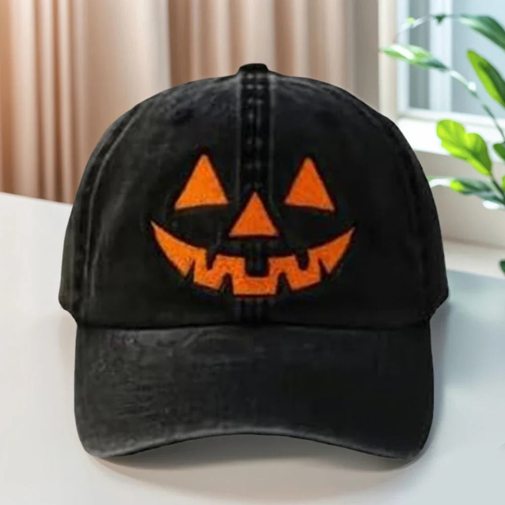 Halloween Unisex Baseball Hat for Women Men Pumpkin Embroidery Baseball Cap for Outdoor Activities Like Hiking Fishing