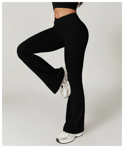 High Waist Flared Pants Gym Leggings Women Fitness Running Bell Bottomed Tight
