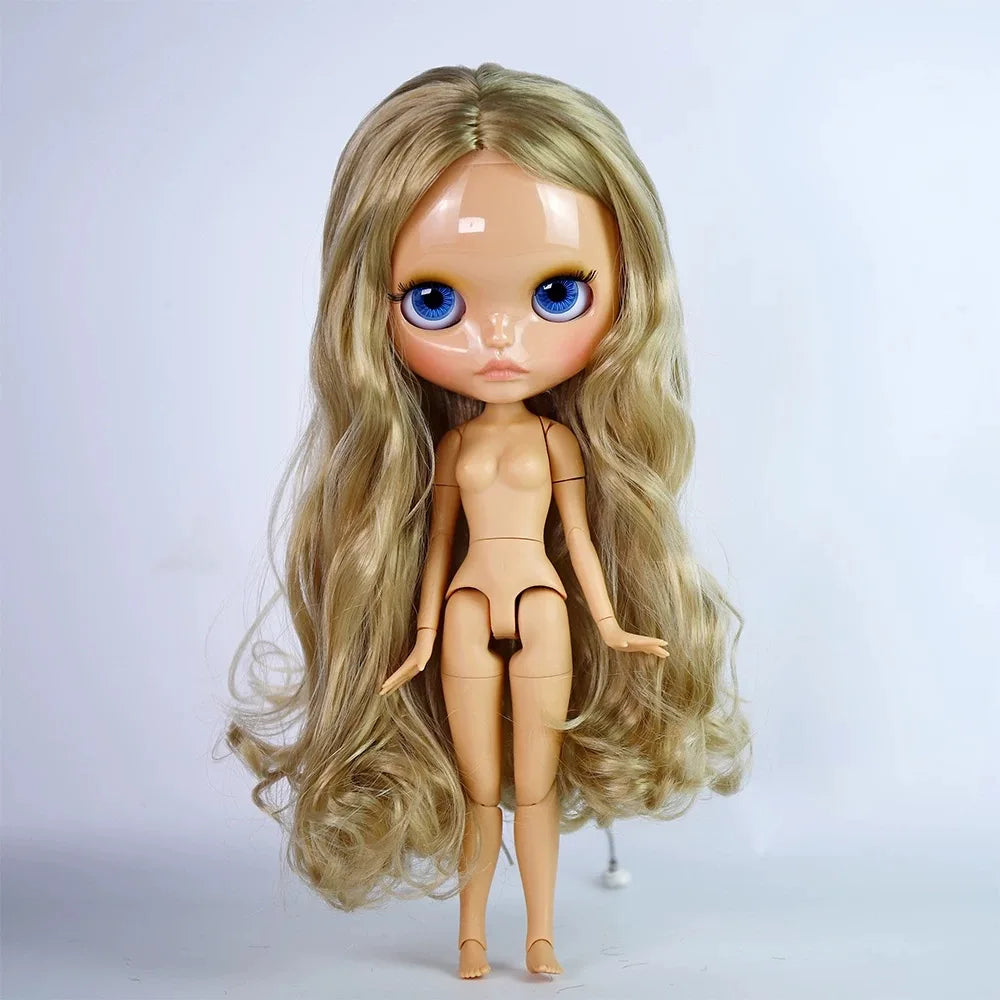 ICY DBS Blyth Doll Tan Skin Matte Face Glossy Face Pouting Lips 30CM BJD 19 Joints Body Doll DIY Make Up Costume Doll Gift Toy