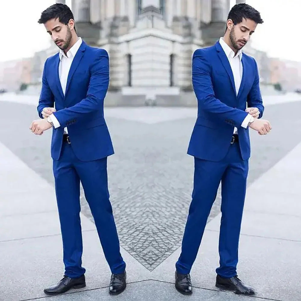 Tuxedo for Mens: Blue Men Suits Slim Fit Casual Single Breasted Notch Lapel