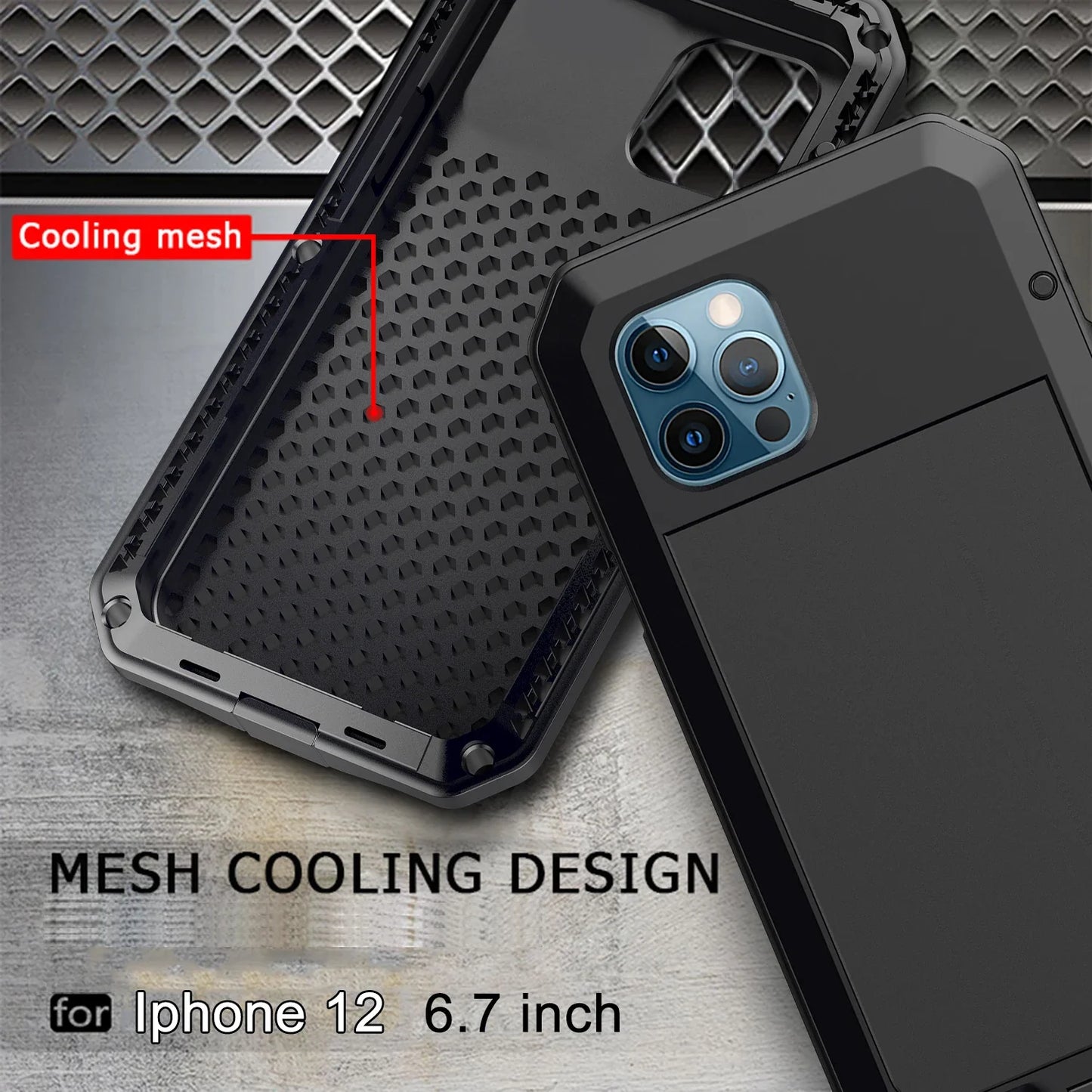 Heavy-duty protective armor metal aluminum shell iPhone 17 16 15 14 13 Mini 12 Pro 11 XS Max XR 16e shockproof protective case
